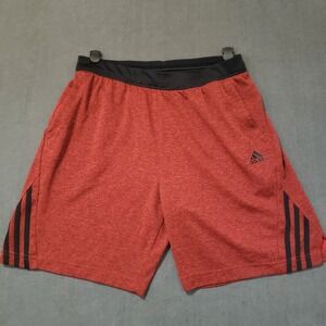 Adidas Aeroready Athletic Shorts Mens Large Red Heather 3-Stripe